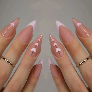 Elegant Pink Heart Nail Art